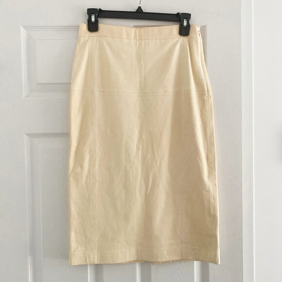 Club Monaco Collection Leather Pencil Skirt in Butter Yellow, size 2 - Picture 1 of 6